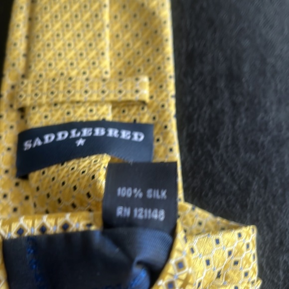 Saddlebred Yellow, Black & White Silk Tie - Picture 5 of 6